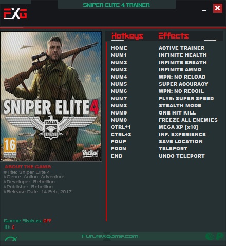 Sniper Elite 4 v1.5.0 (64Bits) (DX11) Trainer +13